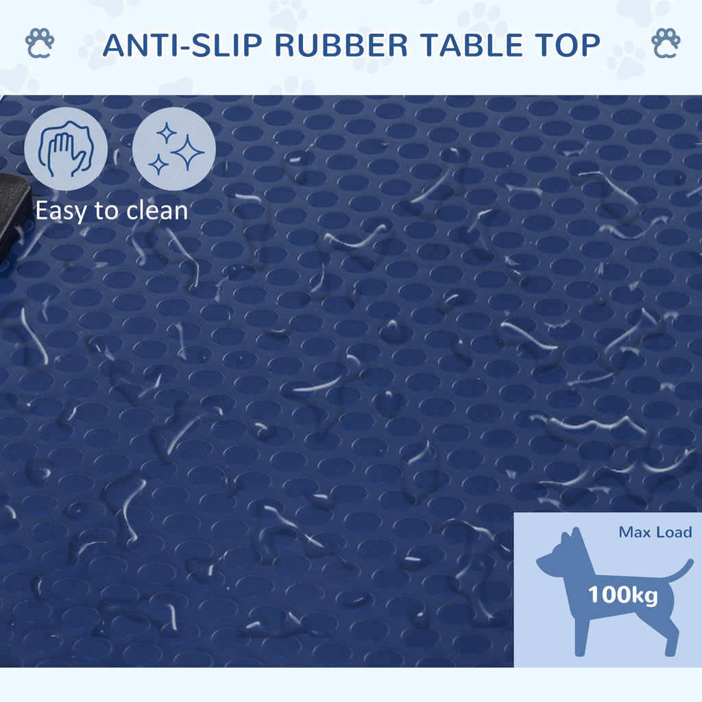 PawHut Foldable Dog Grooming Table with Adjustable Arm 107x60x170cm Blue