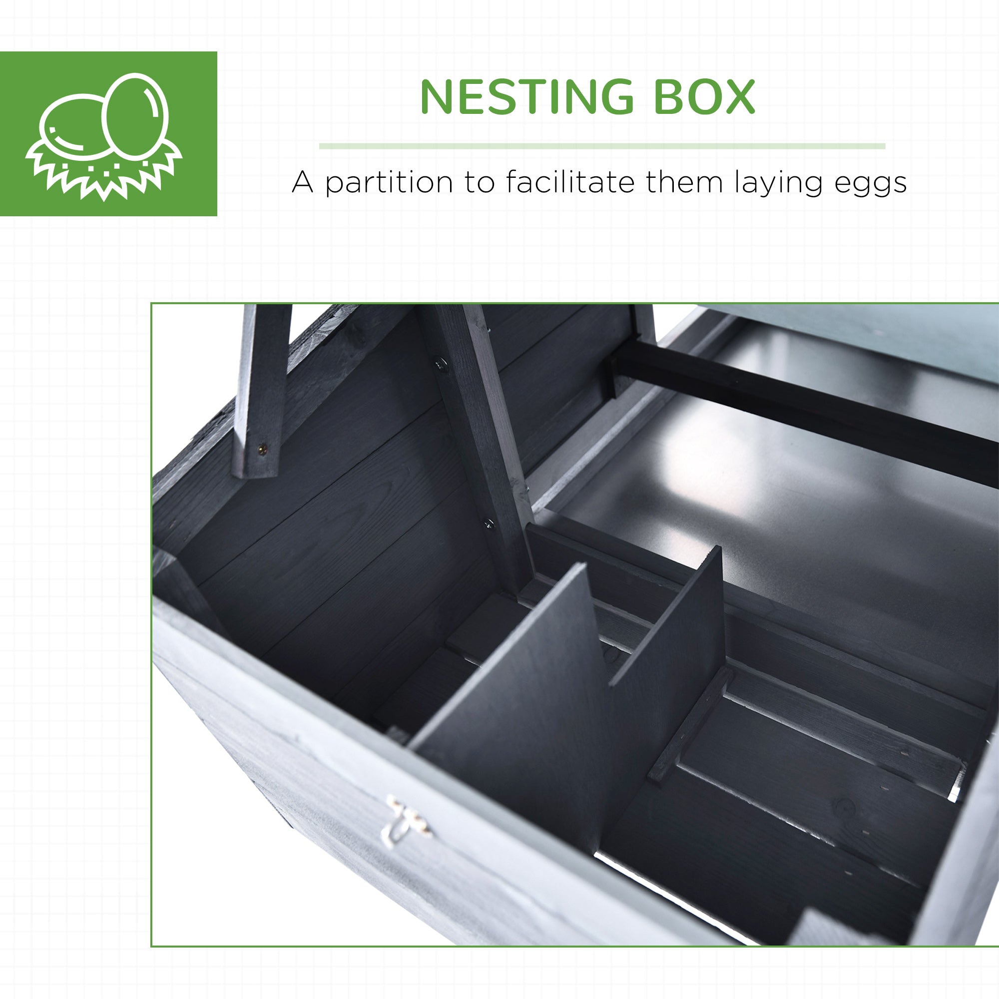 PawHut Small Chicken Coop with Run Hen House Poultry Nesting Box Grey