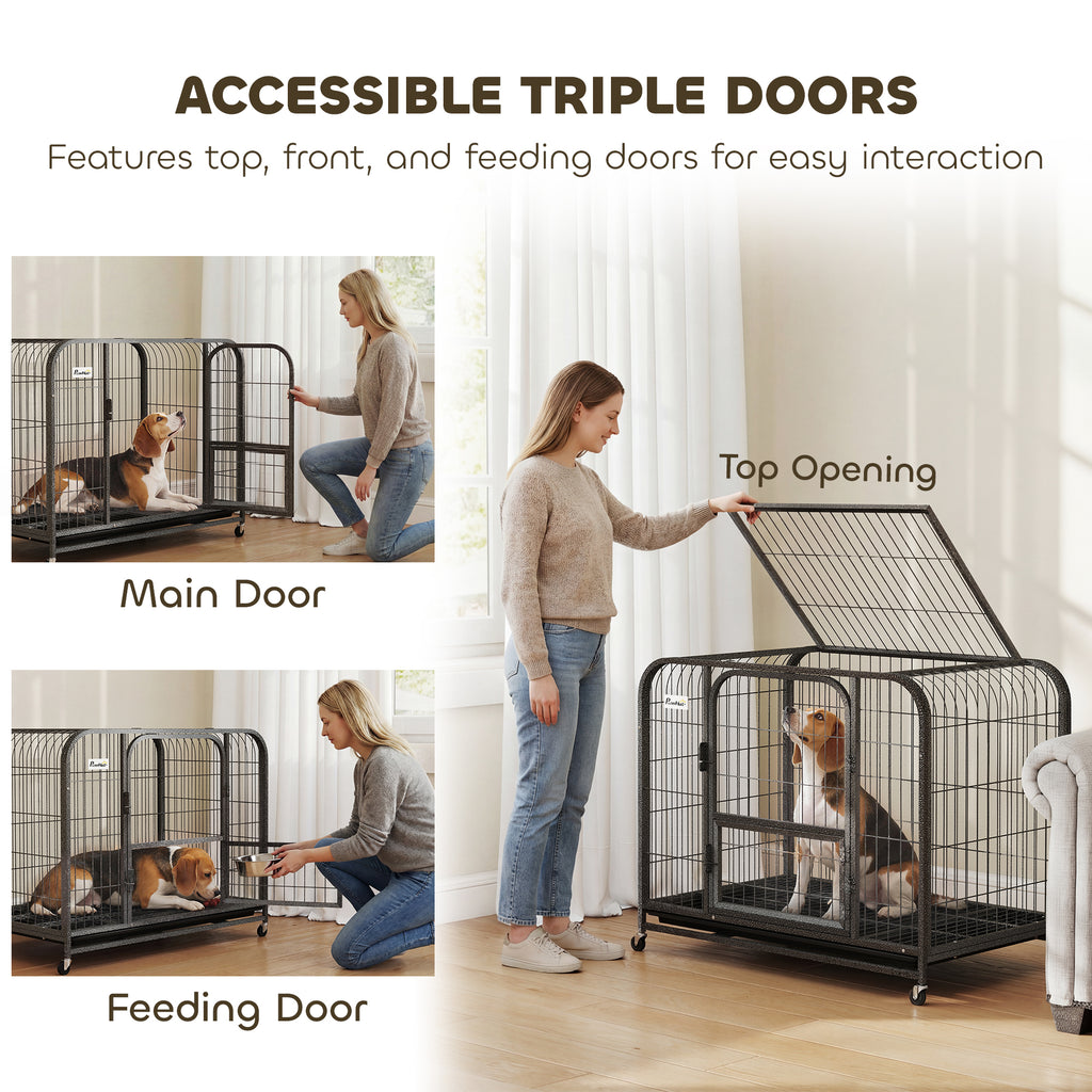 PawHut Heavy Duty Dog Crate 93x58x76cm Black