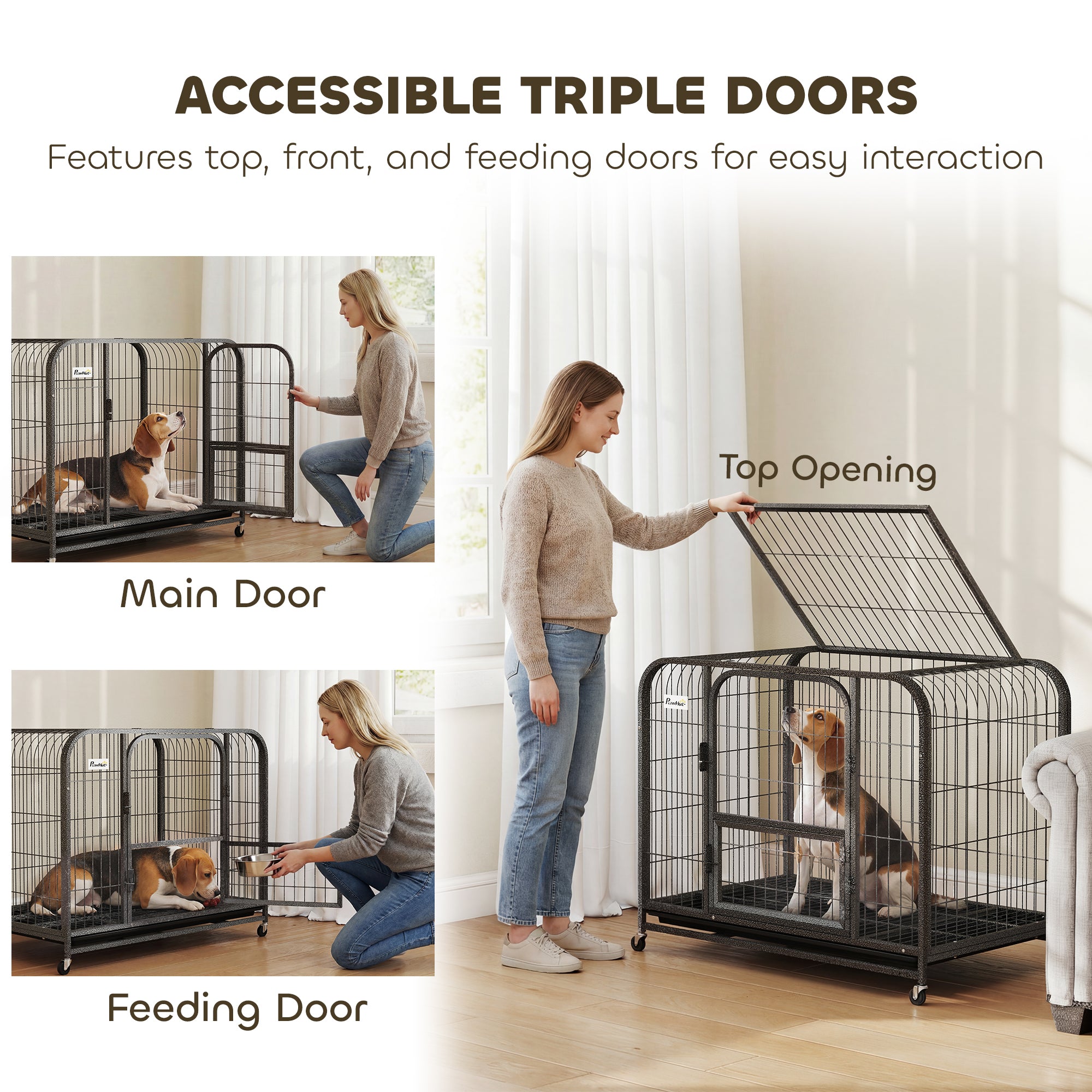 PawHut Heavy Duty Dog Crate 93x58x76cm Black