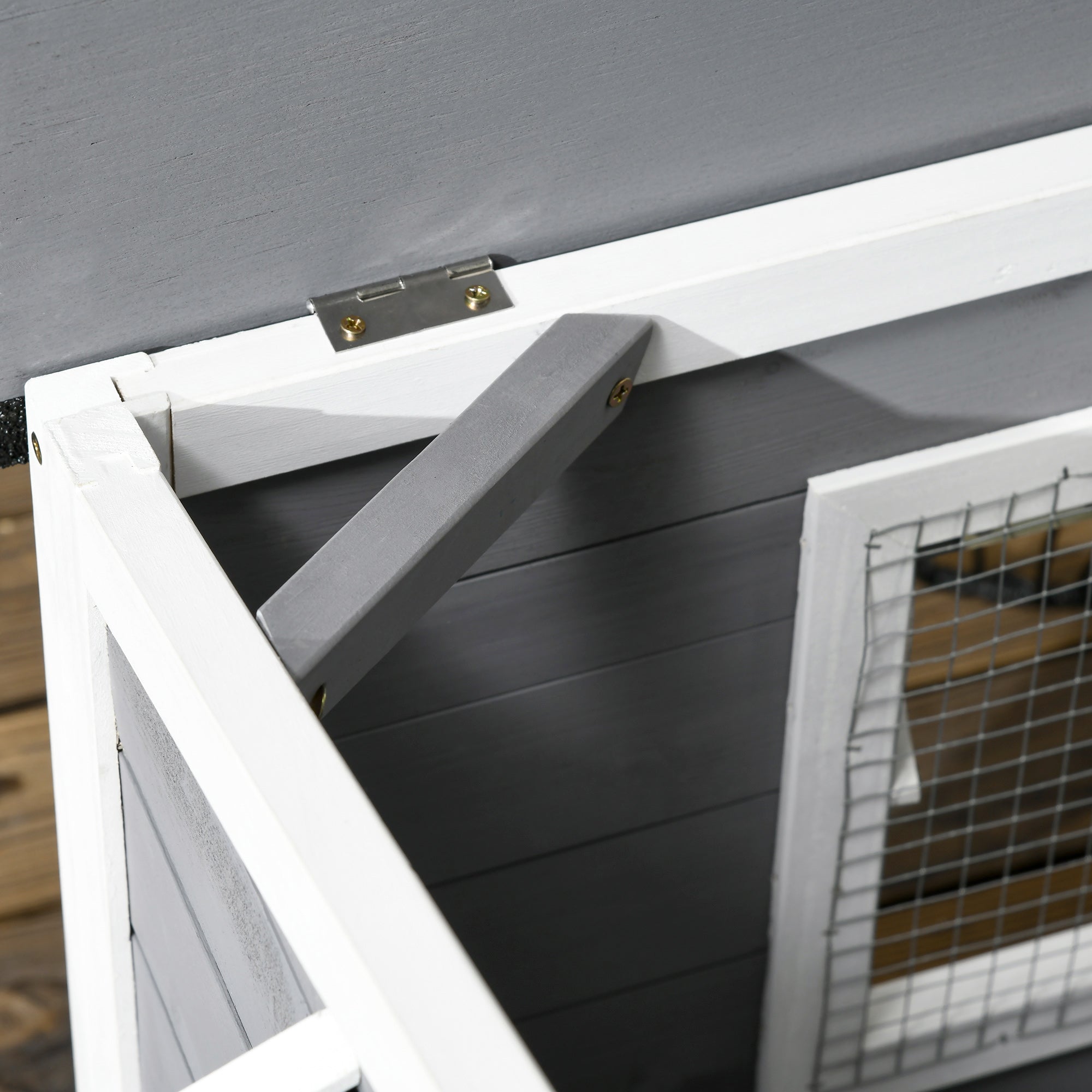 PawHut Wooden Dog Kennel For Medium Dogs 65Hx97Lx72Wcm Grey