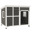 PawHut Wooden Dog House with Asphalt Openable Top 103x77x83cm Light Grey