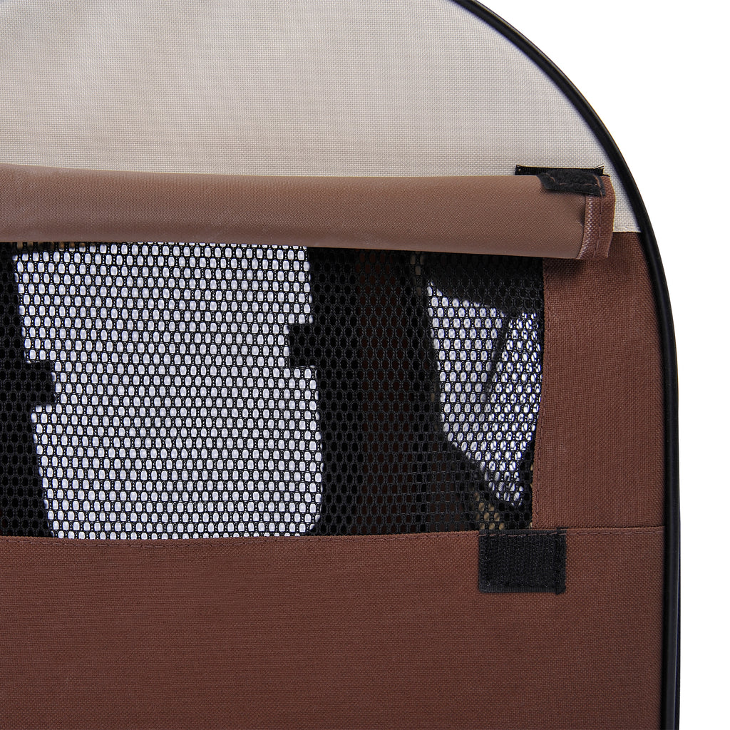 PawHut Soft Sided Pet Carrier Folding Dog Crate Travel Cage Brown
