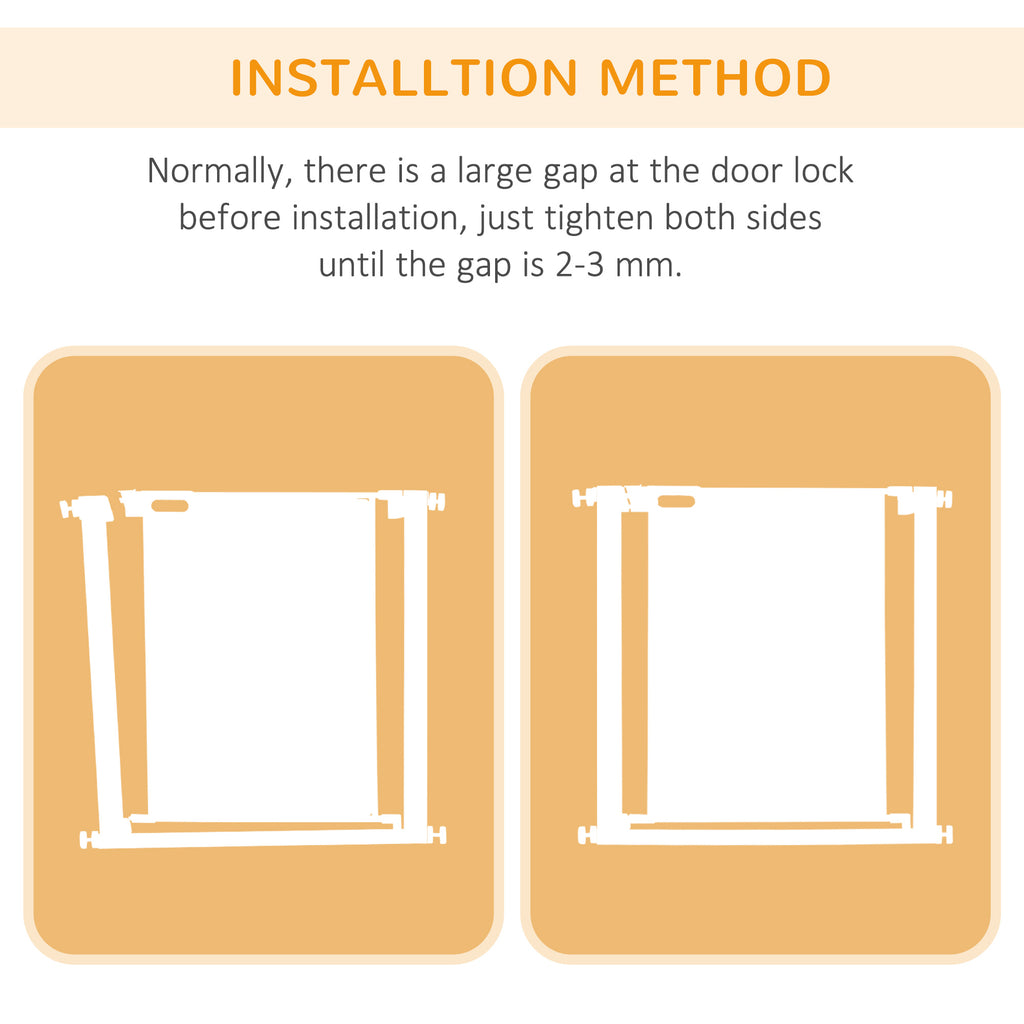 PawHut Auto Close Dog Safety Gate for Hallways Staircases 75-82cm White
