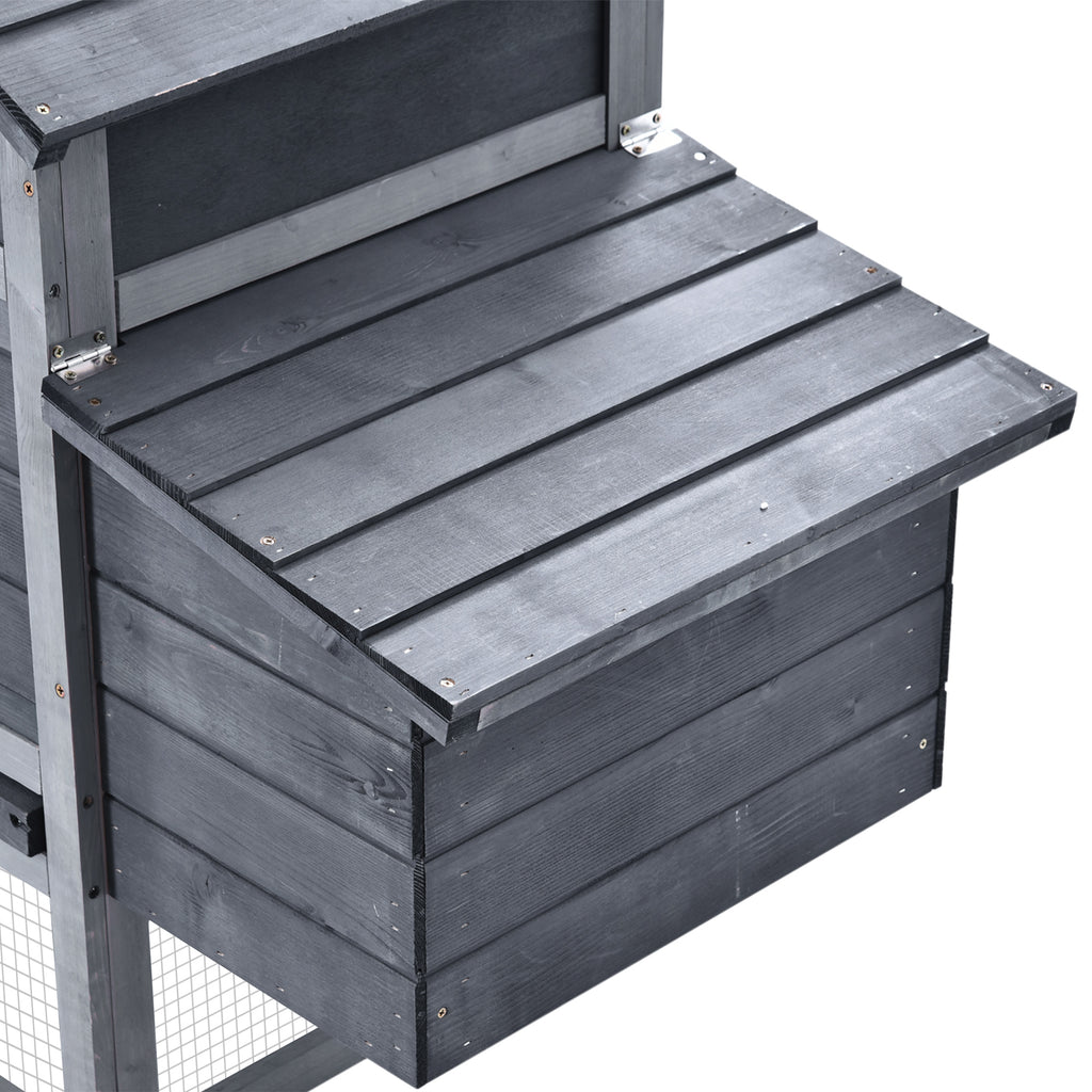 PawHut Small Chicken Coop with Run Hen House Poultry Nesting Box Grey