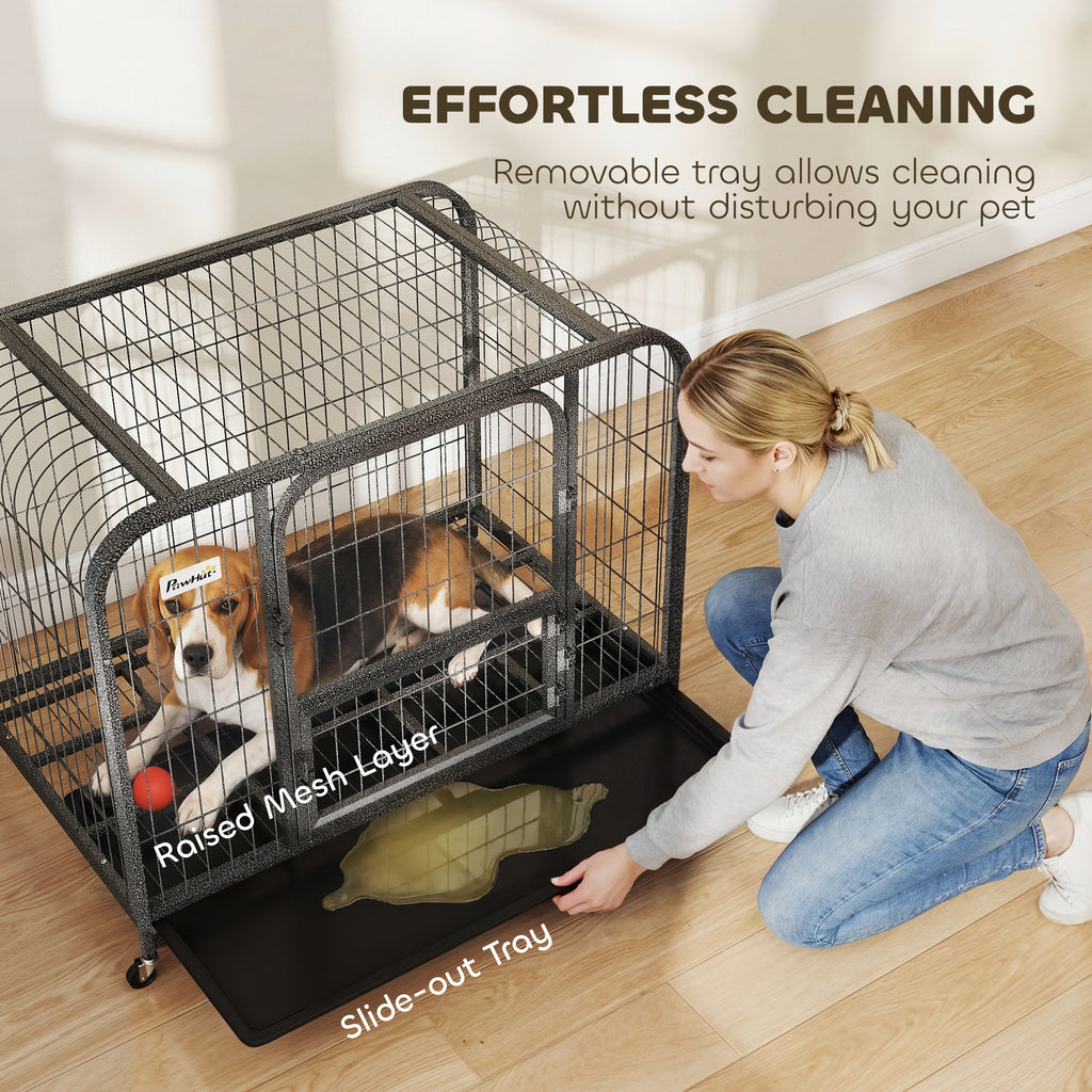 PawHut Heavy Duty Dog Crate 93x58x76cm Black