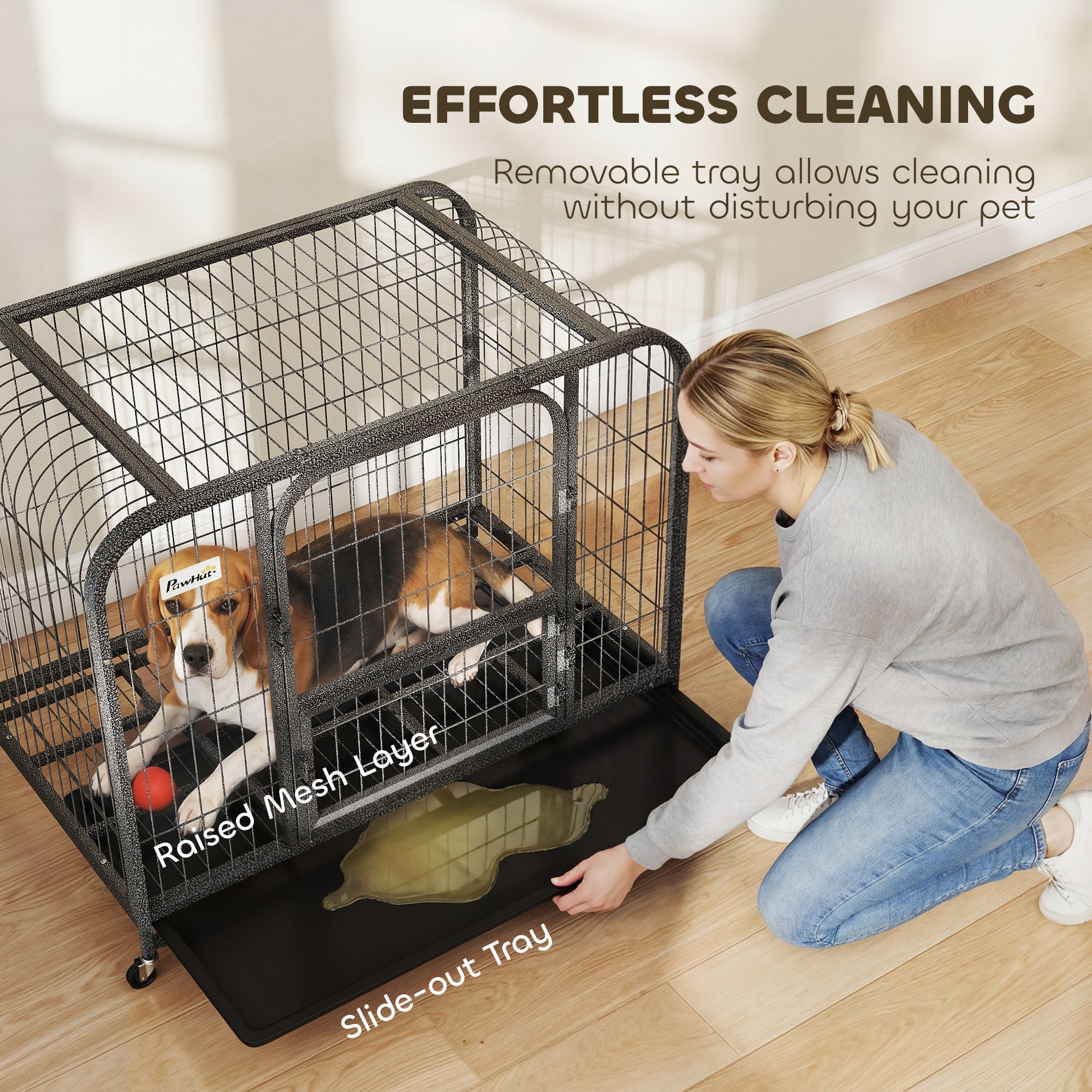 PawHut Heavy Duty Dog Crate 93x58x76cm Black