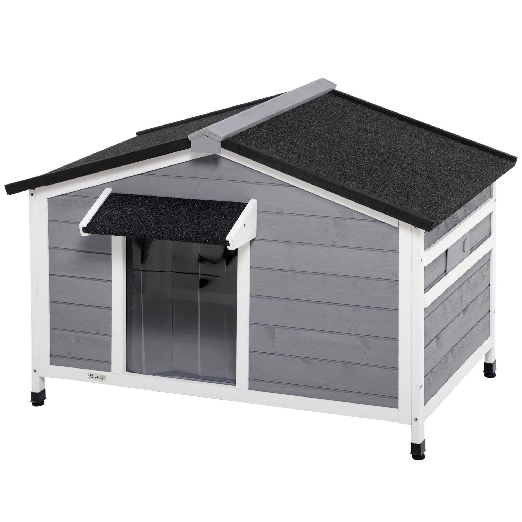 PawHut Wooden Dog Kennel For Medium Dogs 72Hx109Lx79Wcm Grey