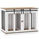 PawHut Dog Crate Furniture Double Door with Divider 120x60x88.5cm Oak
