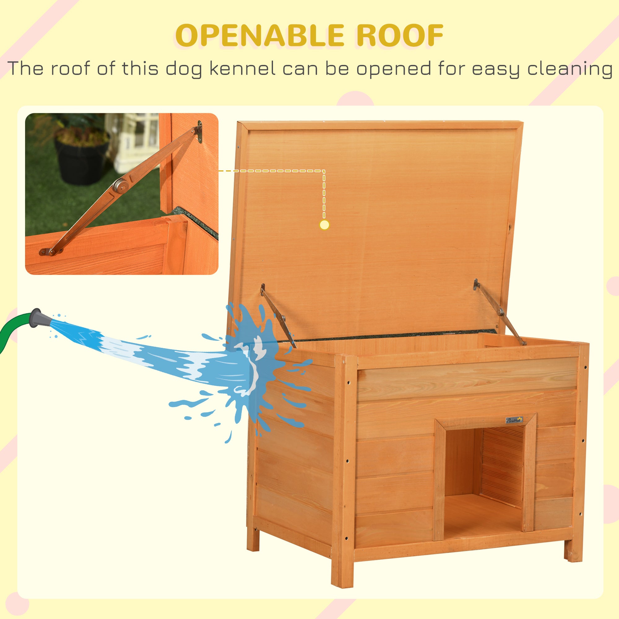 PawHut Wooden Dog House Water-resistant Elevated Pet House 82x58x58cm