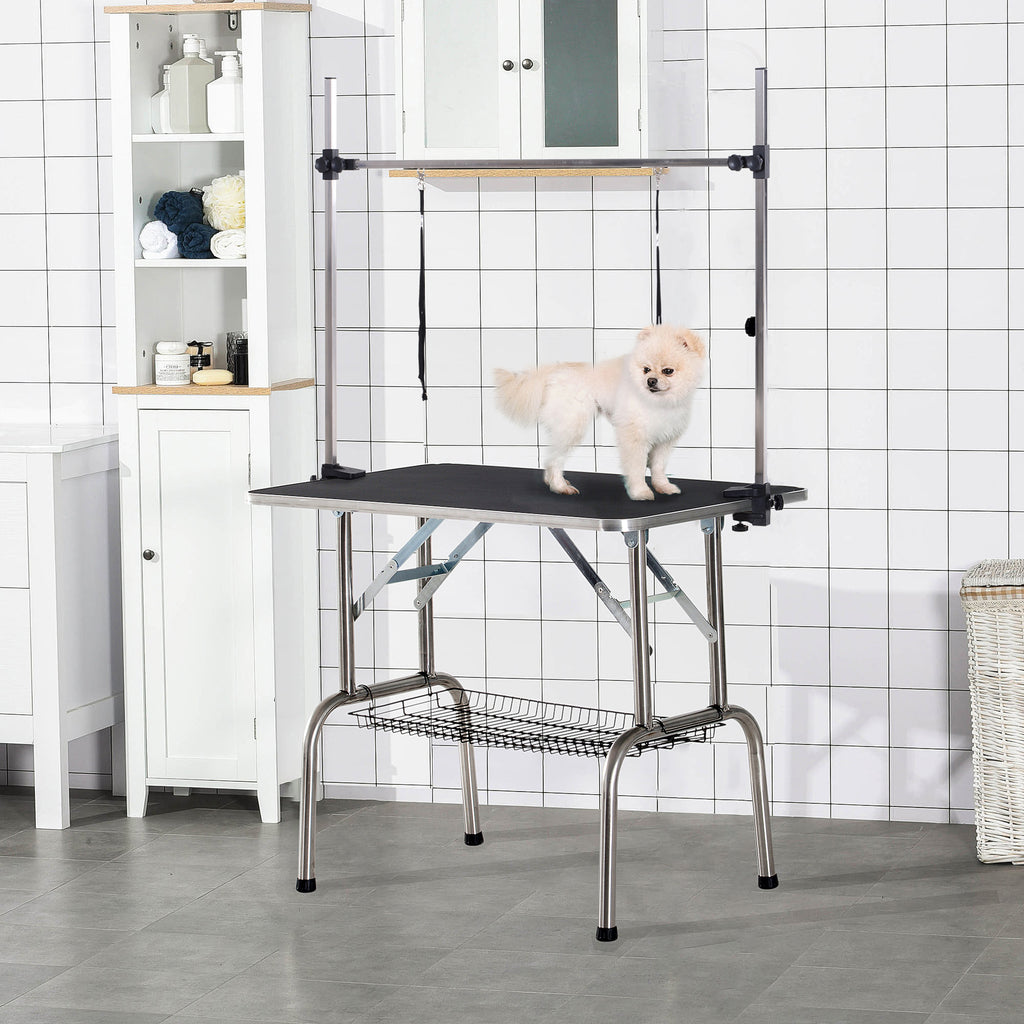 PawHut Dog Grooming Table Adjustable Height 107x60x170cm Black
