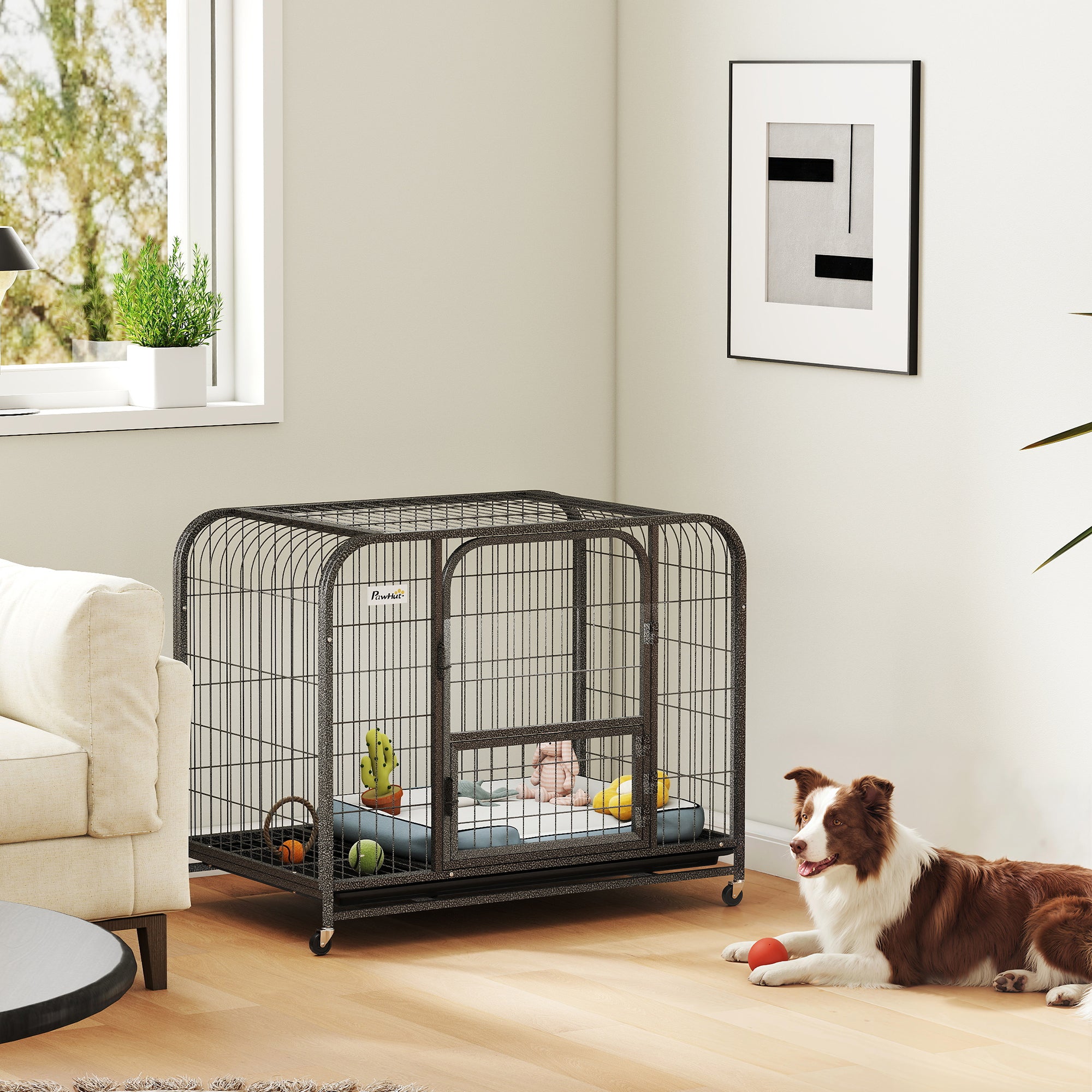 PawHut Heavy Duty Dog Crate 93x58x76cm Black