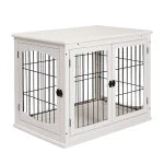 PawHut Wooden Dog Cage Pet Crate Double Door Small Animal with Tabletop 66cm Black