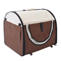 PawHut Soft Sided Pet Carrier Folding Dog Crate Travel Cage Brown