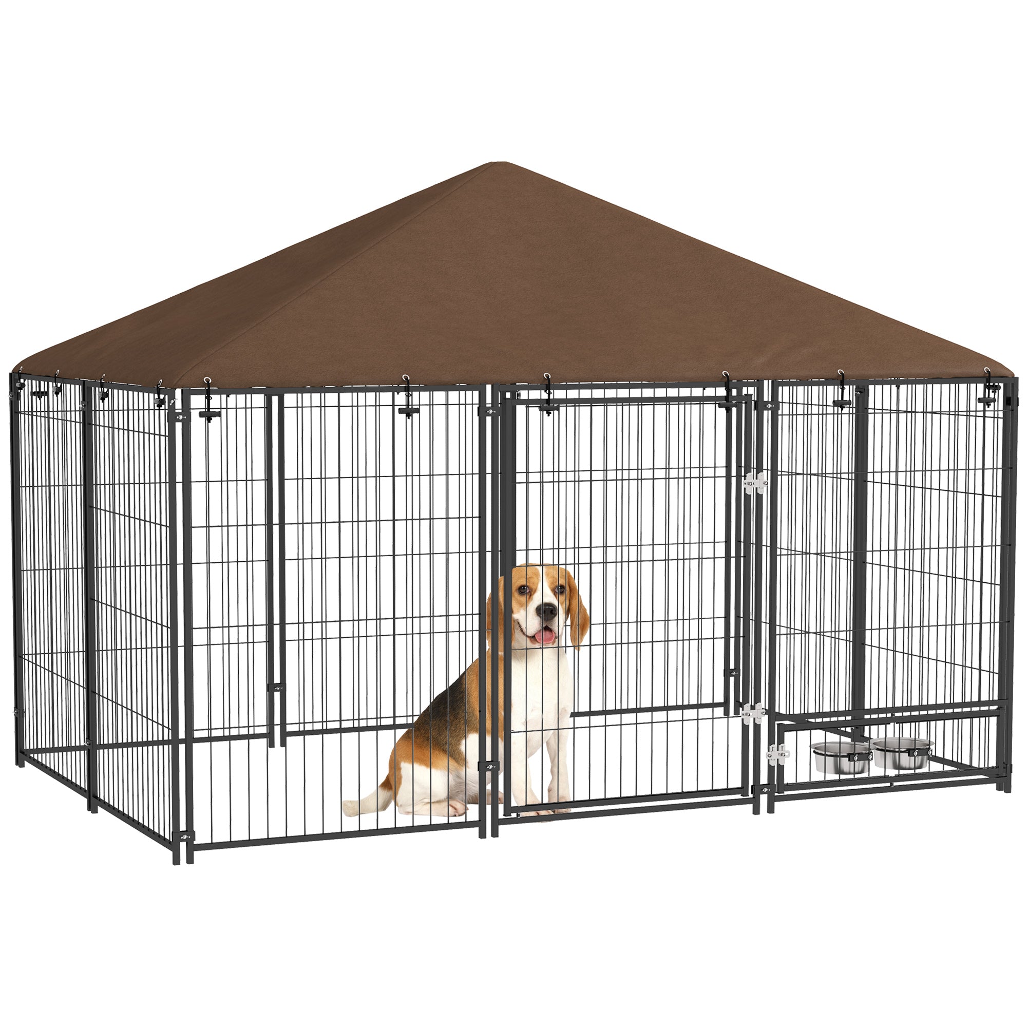 PawHut Outdoor Dog Kennel Play Pen with Canopy 211x141x151cm