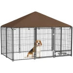 PawHut Outdoor Dog Kennel Play Pen with Canopy 211x141x151cm