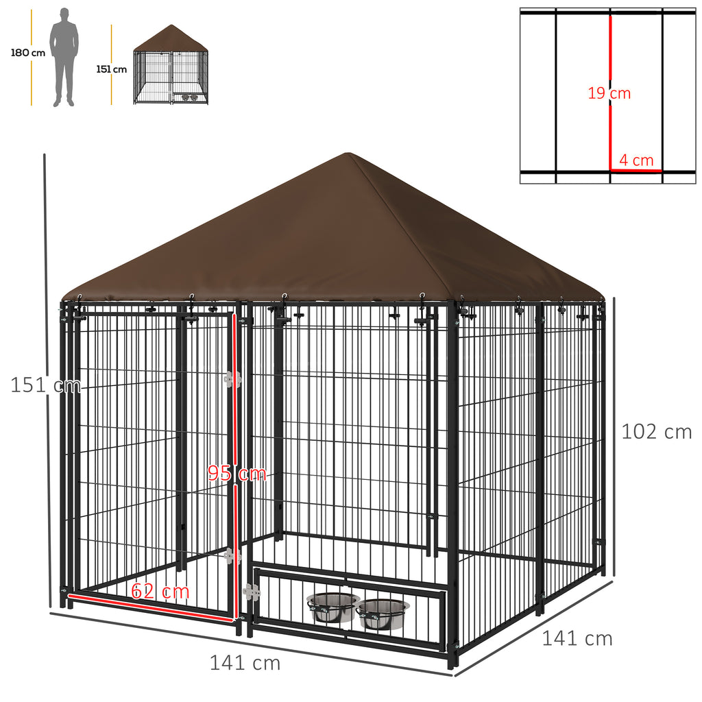 PawHut Outdoor Dog Kennel Play Pen with Canopy 211x141x151cm